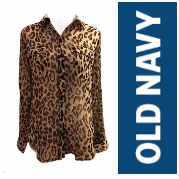 Leopard Print Button Down Blouse - Picture 3 of 5